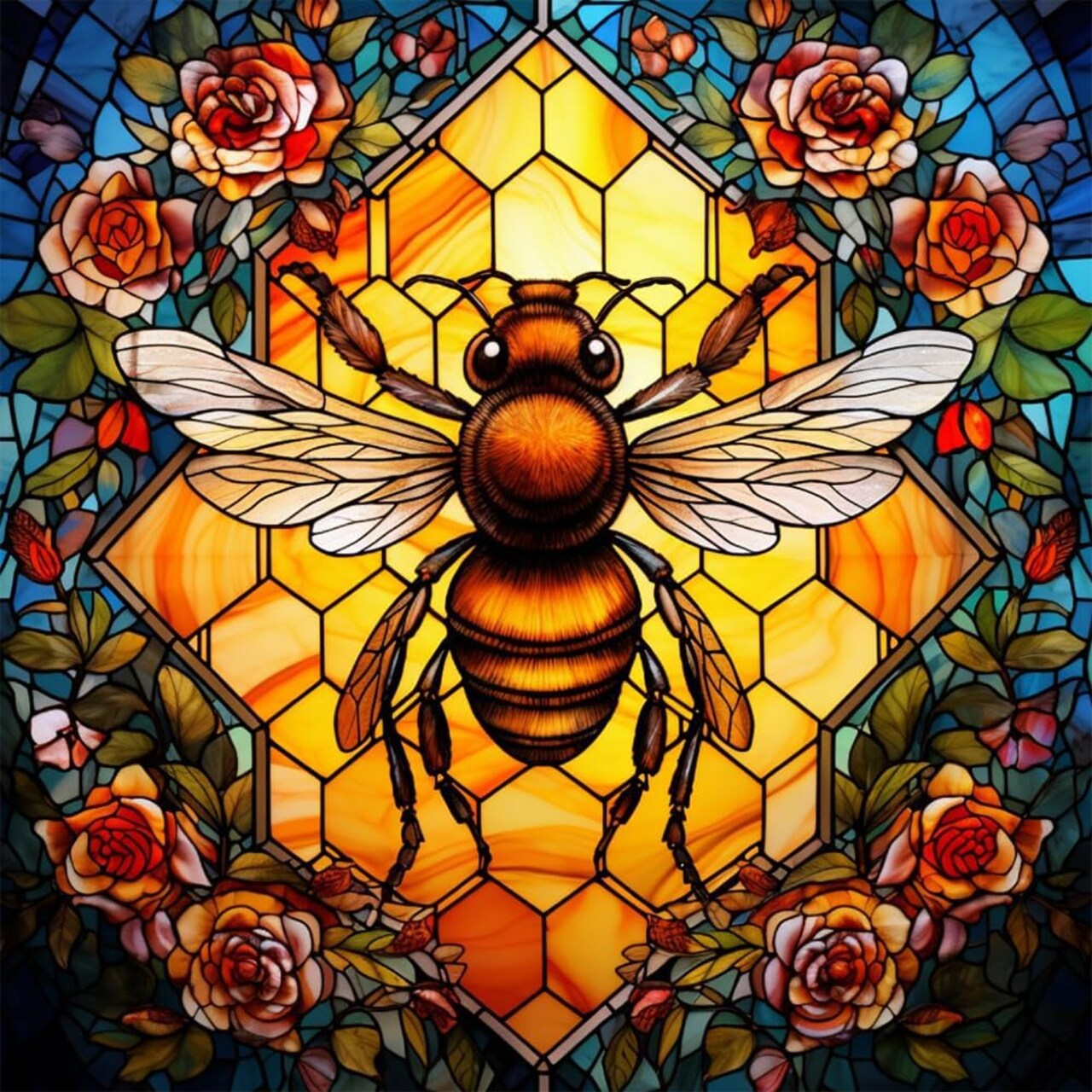 Bee Diamond Art Kits for Adults, Bee Diamond Painting Kits, Full Drill Diamond Dots Paintings Kits for Beginners, Round 5D Diamonds Gem Art Kits DIY Crafts Kits 14x14inch